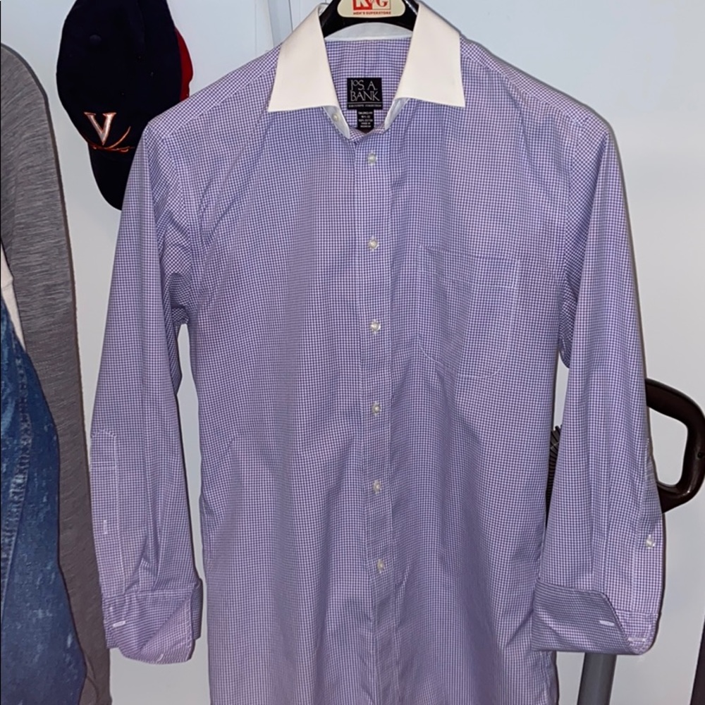 PurpleCheckered Jos A Bank French Cuff dress shirt